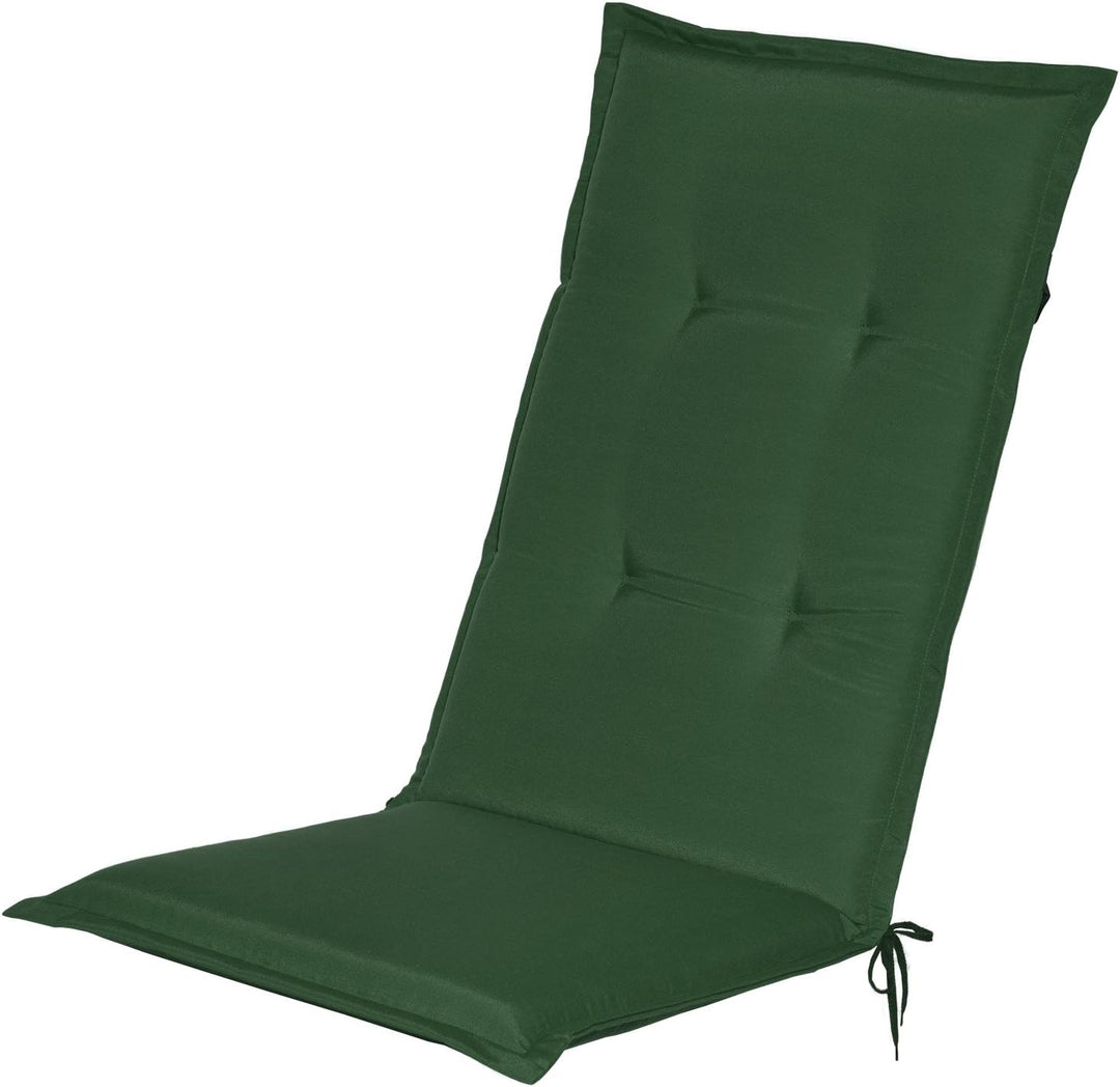 Beautissu 2er Set Gartenstuhlauflage für Hochlehner mit Schaumkern Füllung | 120x50x6cm Dunkelgrün w
