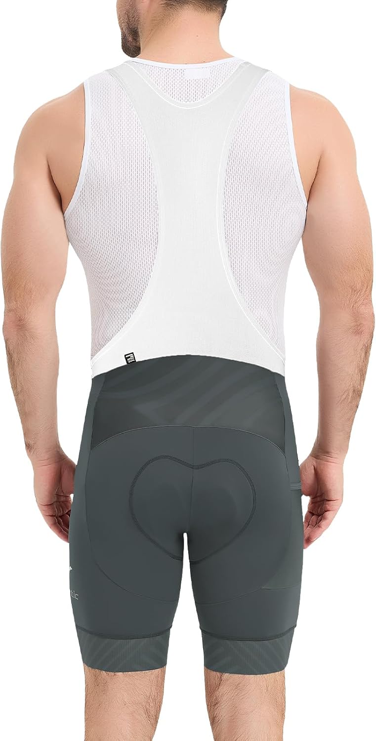 Santic Trägerhose Fahrrad Herren Fahrradhose Kurz mit Sitzpolster Radhose Herren Kurz Gepolstert L 7