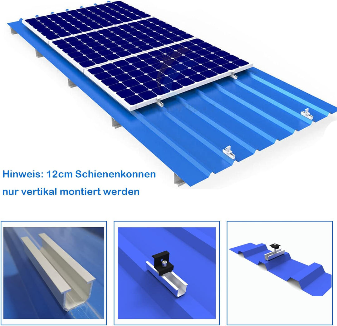 Solarmodul Halterung Kit 12cm und Zubehör Schwarz Eloxiert 30-35mm Verstellbar,Halterung für Solarmo