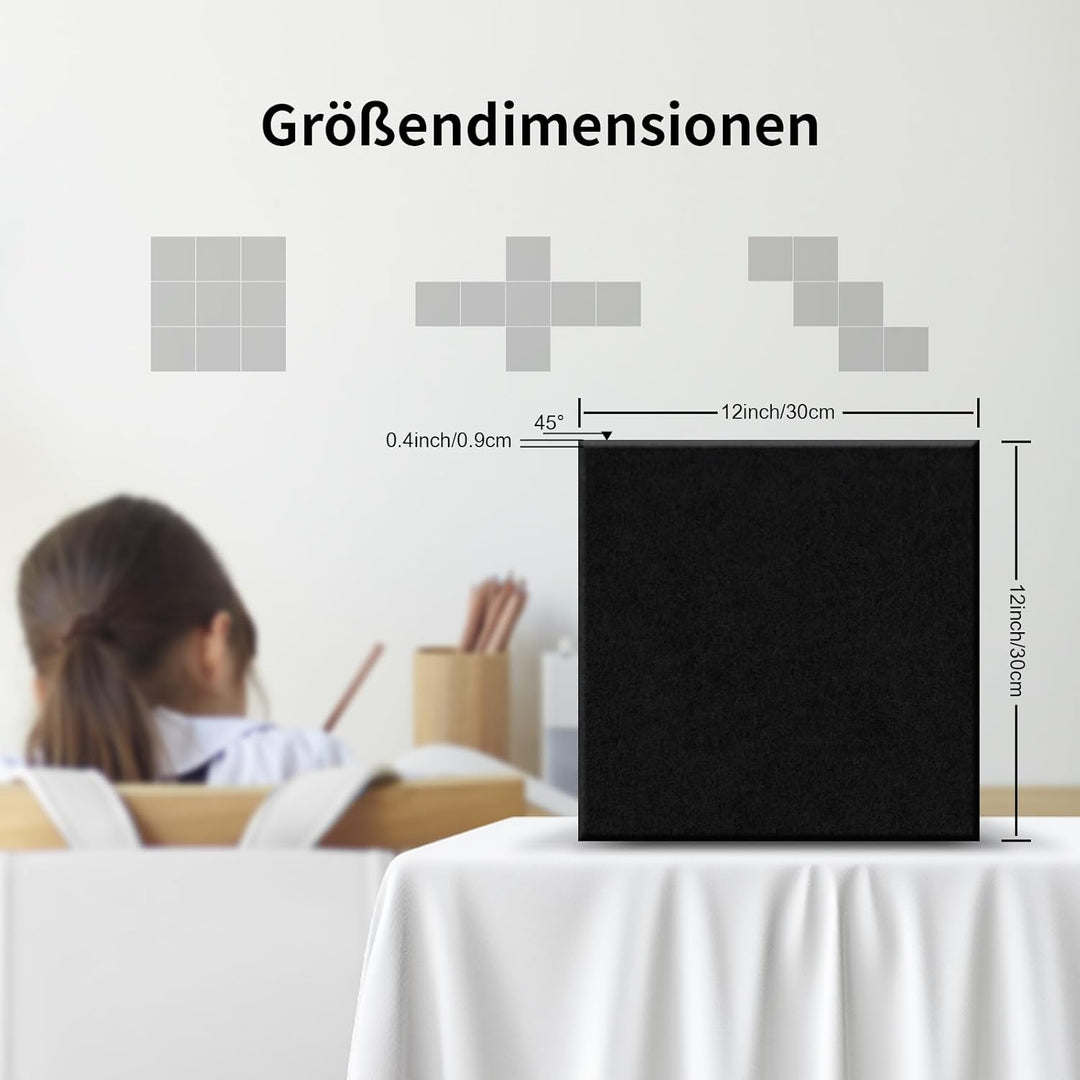 36 Stück Quadratische Akustikplatten selbstklebend,Abdeckung 3.24㎡, Schallschutz & Schalldämmung für