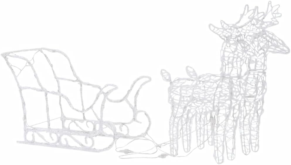 vidaXL Weihnachtsdekoration Rentiere mit Schlitten Beleuchtet Dekofigur Weihnachtsdeko Figur Weihnac