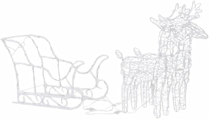 vidaXL Weihnachtsdekoration Rentiere mit Schlitten Beleuchtet Dekofigur Weihnachtsdeko Figur Weihnac