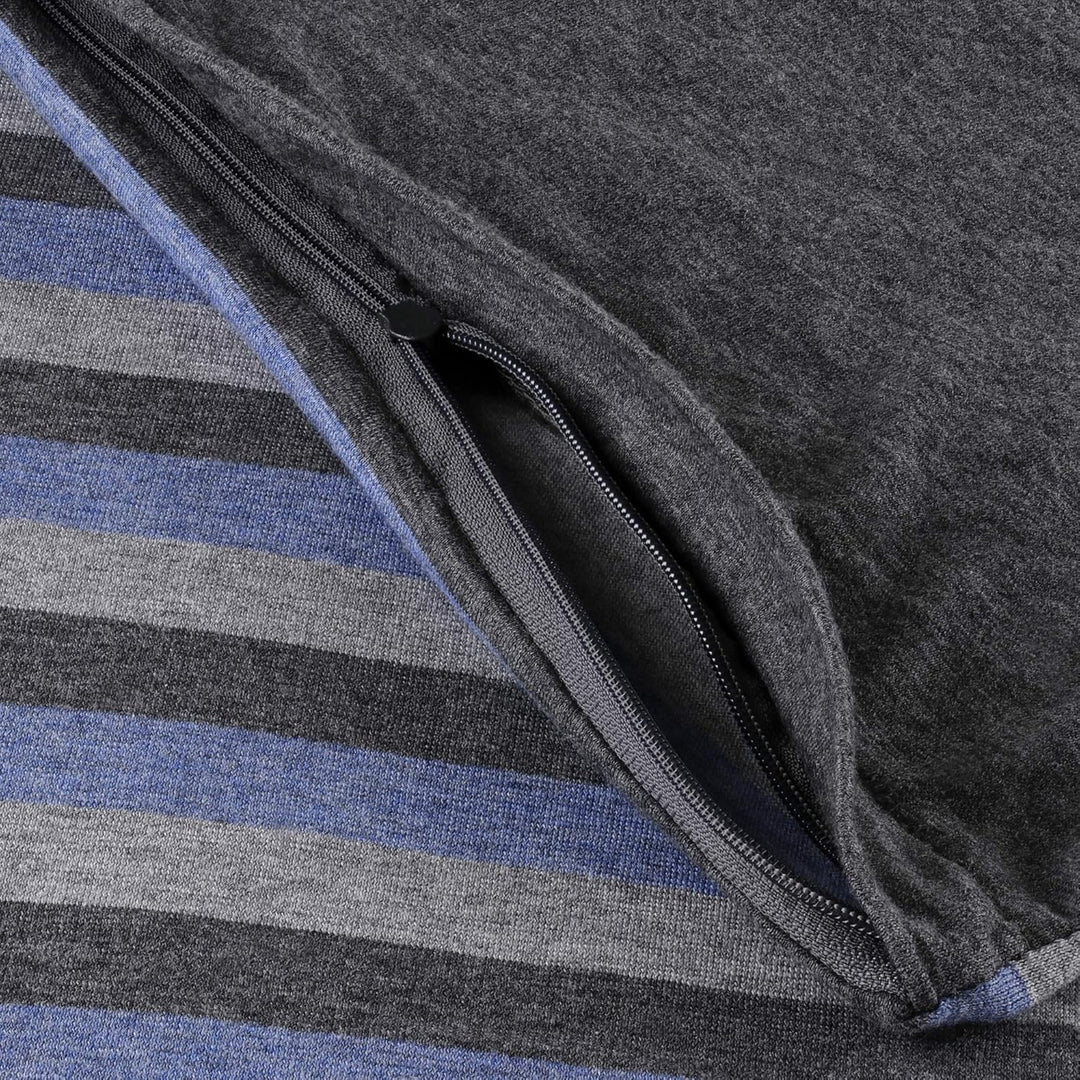 Arle-Living Baby Melange Jersey Bettwäsche Streifen/Uni - 100x135 cm + 40x60 cm meliert (blau-grau),
