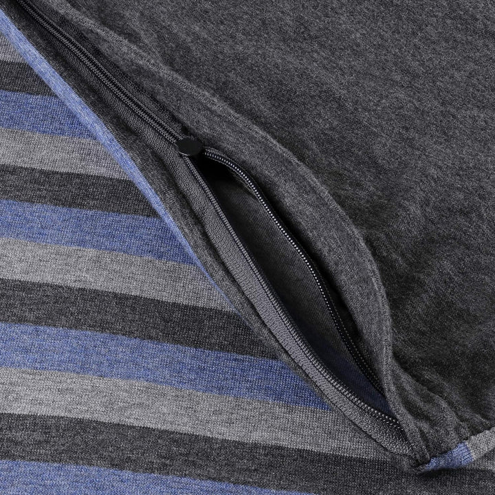 Arle-Living Baby Melange Jersey Bettwäsche Streifen/Uni - 100x135 cm + 40x60 cm meliert (blau-grau),