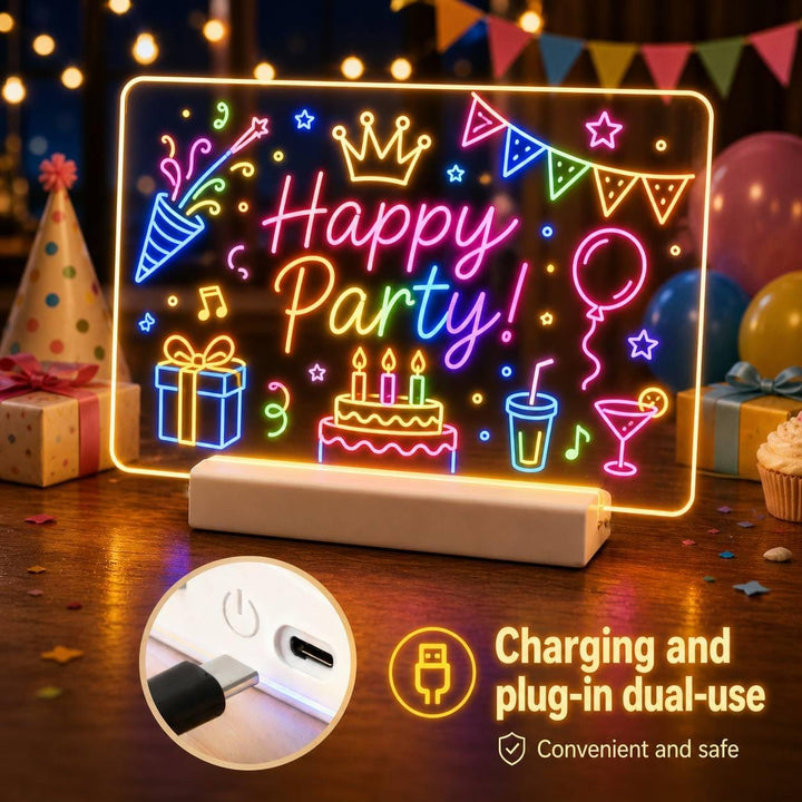 LED Zeichenbrett, Wiederaufladbare LED Notiztafel mit Farben, LED Maltafel Kinder mit 12 Farben Stif