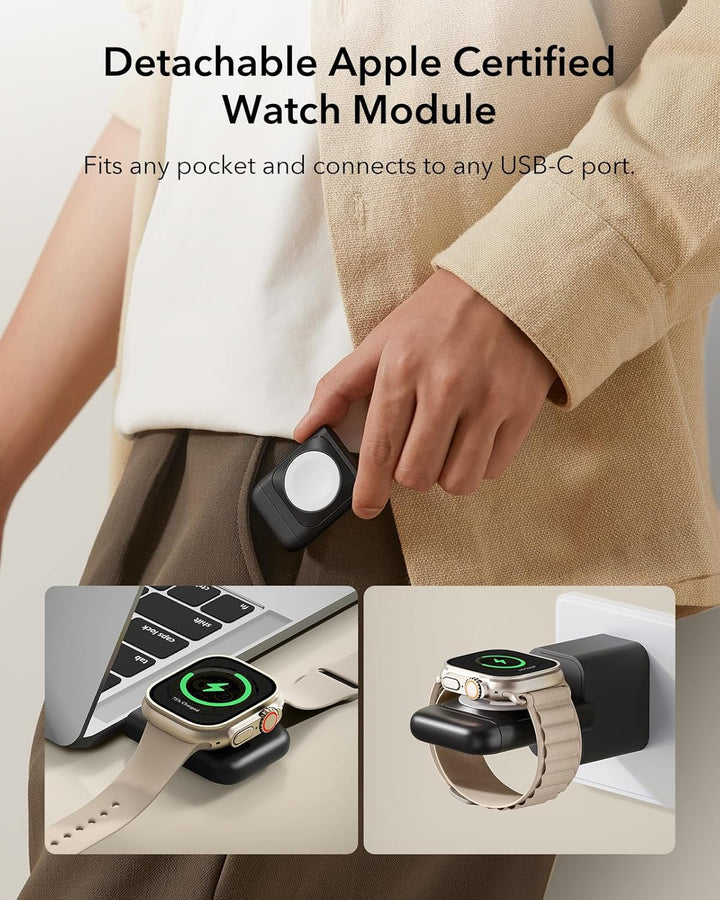 ESR 3 in 1 Ladestation Apple Watch und iPhone, 15W Zertifiziert MagSafe Ladestation mit Apple Watch-