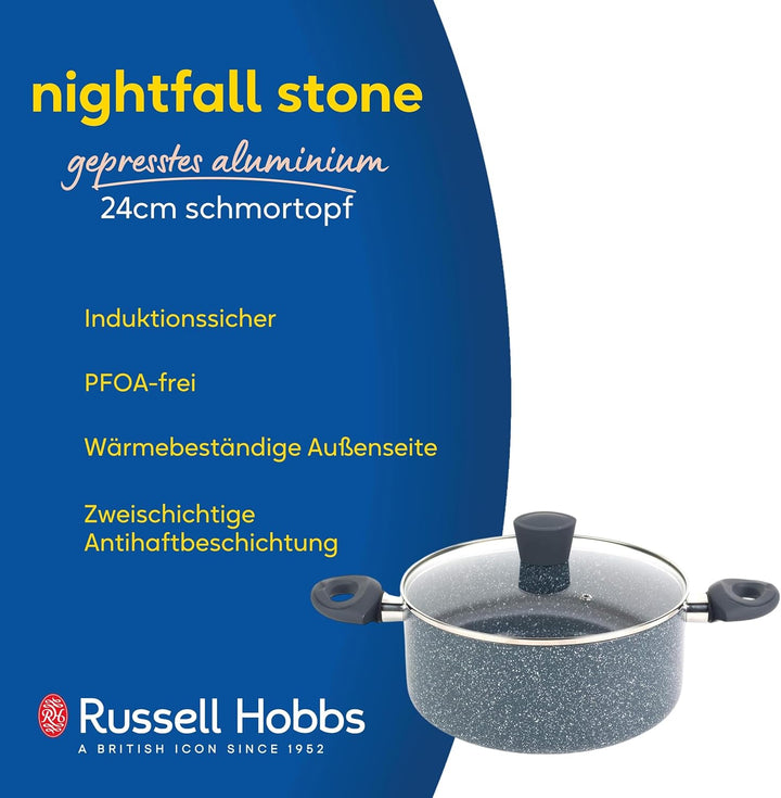 Russell Hobbs Kochtopf Induktion 24cm, Topf mit Glasdeckel 4.5L, Antihaftbeschichteter Suppentopf fü