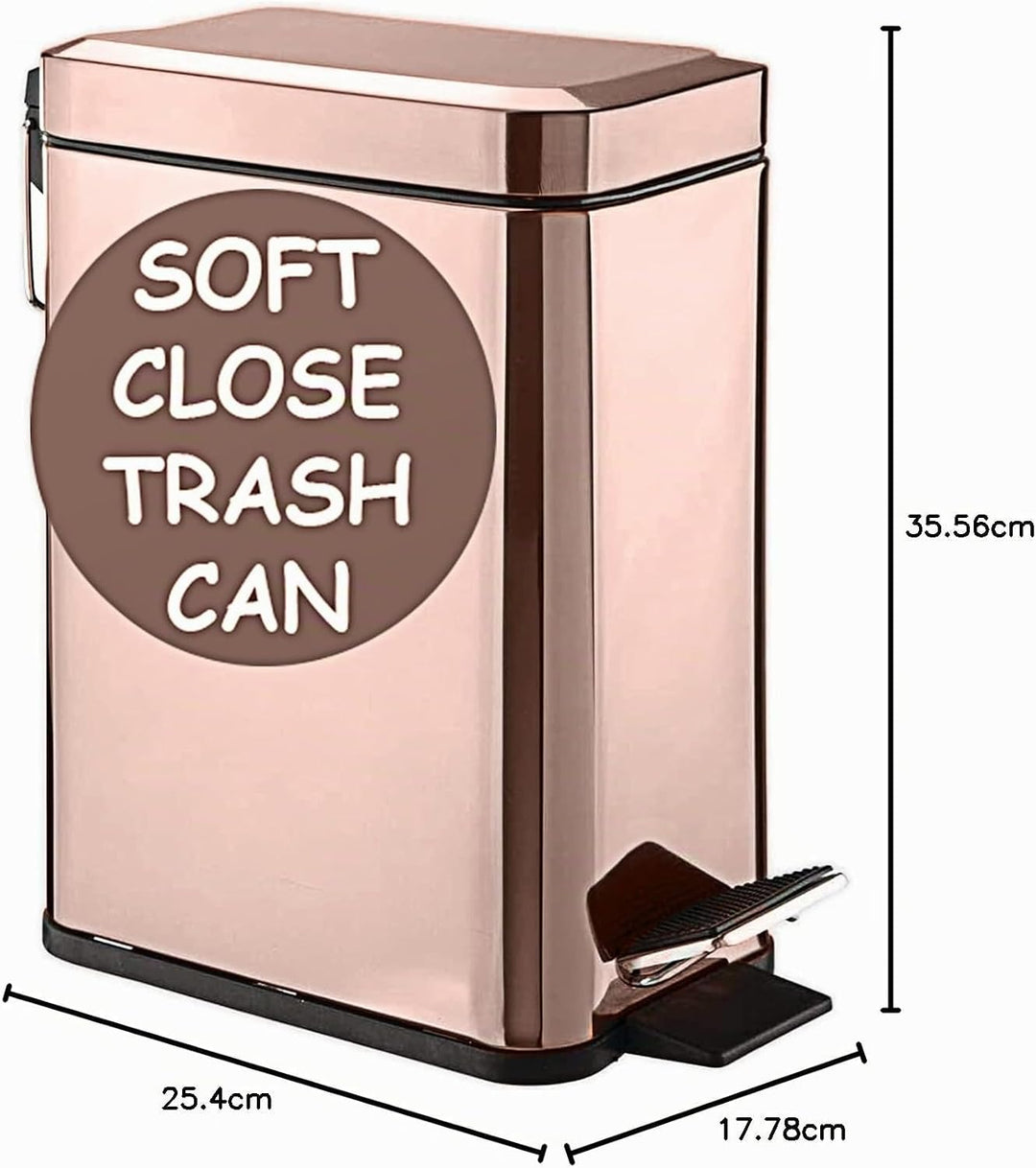 Homie Soft Close, rechteckiger Abfalleimer 5L mit Anti-Bag Slip Liner und Deckel, Verwendung als Min