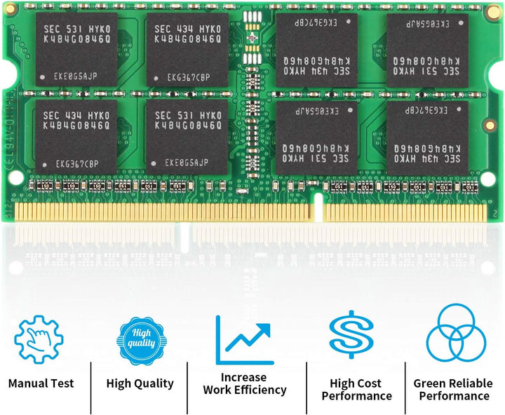 PC3-12800S 16GB (8GB x 2) RAM DDR3L 1600MHz 1.35V 2Rx8 Dual Rank 204 Pin CL11 Unbuffered Non-ECC SOD
