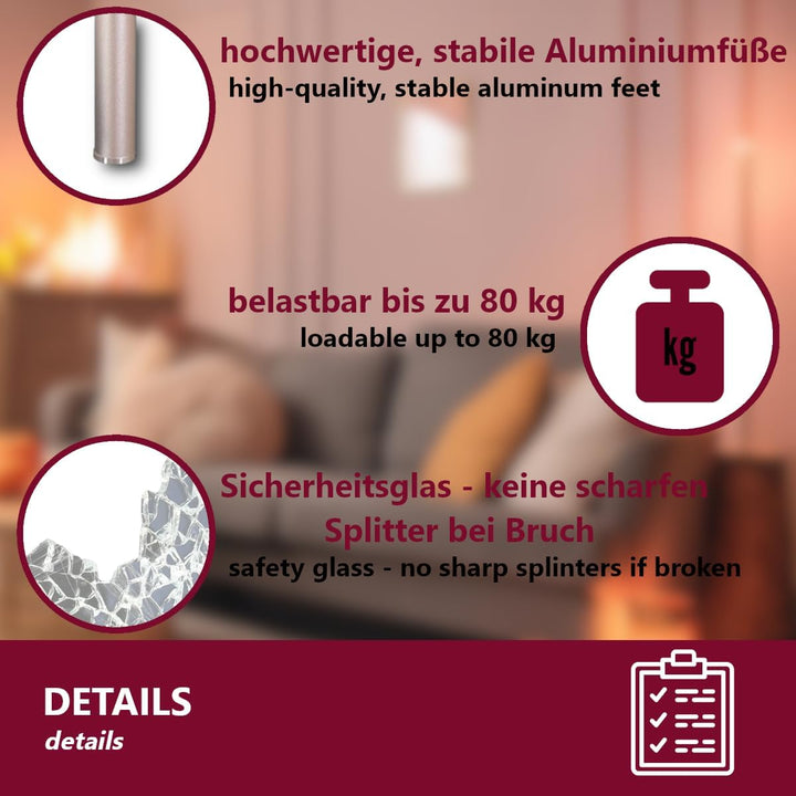 Euro Tische TV-Board TV-Rack Glas - Klar-Glas - 80cm - in 3 verschiedenen Grössen & Farben - perfekt