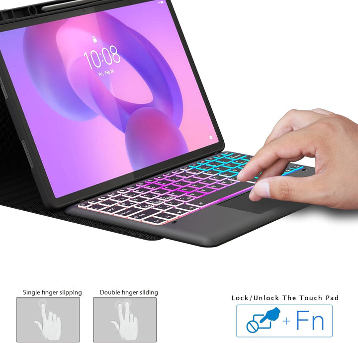 für Lenovo Idea Tab Pro 2025 12.7 Zoll Hülle mit Abnehmbare Tastatur : DIY 3-Zonen 7-Farbige Beleuch