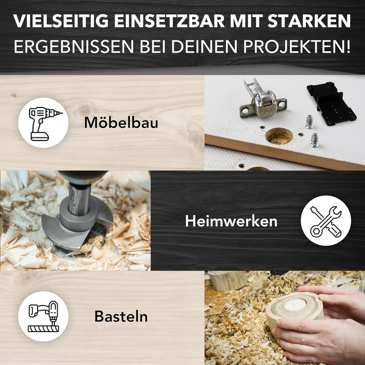 Forstnerbohrer Set [mit Tiefenstopp &amp; extra scharf] - 13 tlg. Holzbohrer Set in beliebtesten Grössen