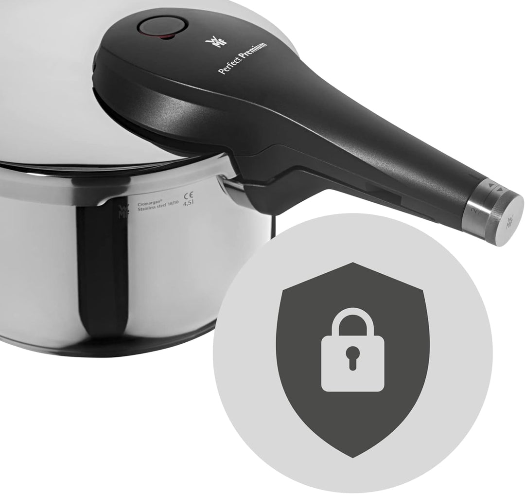 WMF Perfect Premium Schnellkochtopf Induktion 4,5l, Dampfkochtopf 22 cm, Cromargan Edelstahl poliert