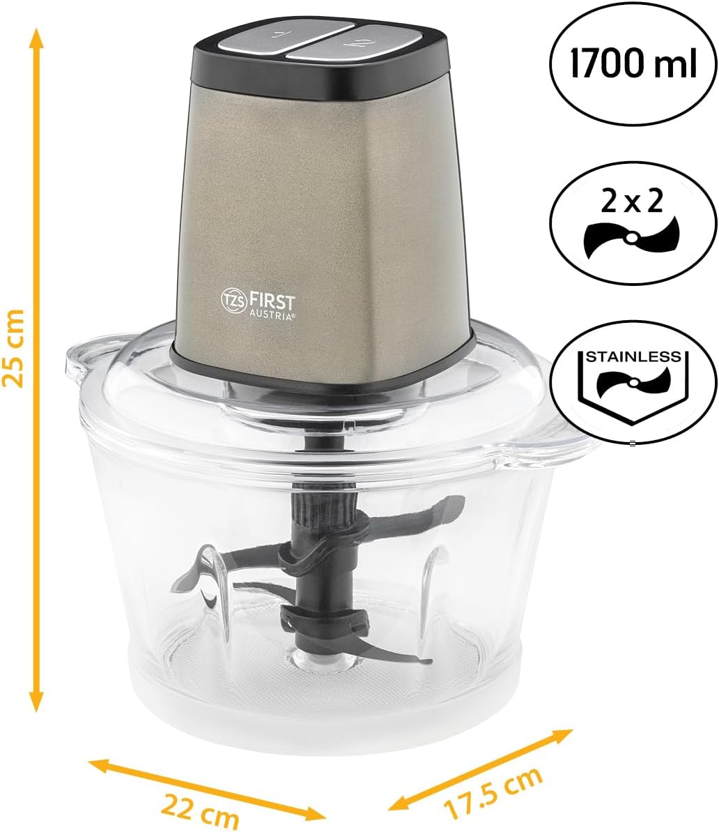 TZS First Austria Zerkleinerer | 1.7L Glasbehälter | 500W | 2 Geschwindigkeiten | Multizerkleinerer