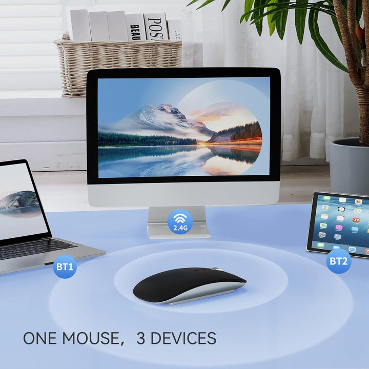 Uiosmuph U30 Bluetooth Maus Kabellose, Wiederaufladbare Leise (BT5.1+ BT5.1+ USB) Funkmaus Laptop Wi