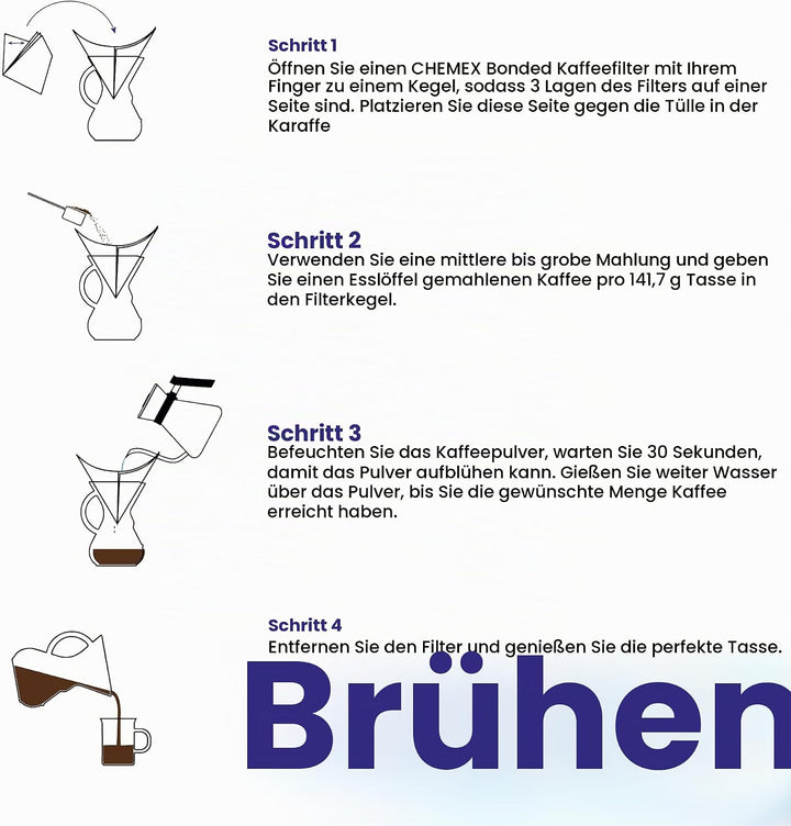 Chemex,CM-6GH,Kaffee AA8Zubereiter, Edelstahl,rostfrei, Farblos, mitGlasgriff, für bis zu 6Tassen mi