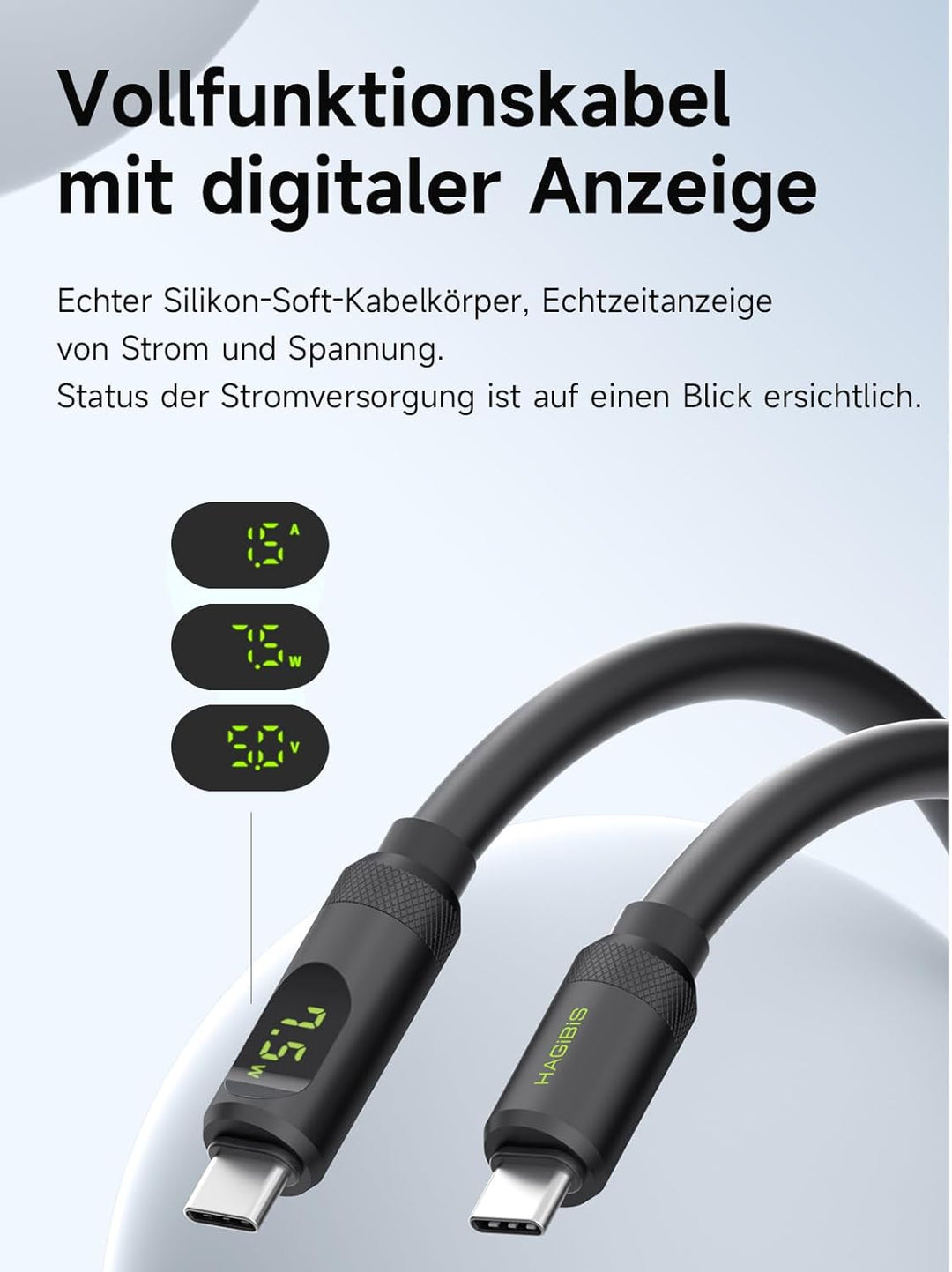 Hagibis M.2 NVMe SSD-Gehäuse, 40 Gbit/s USB4 SSD-Gehäuse mit LED-Display, USB4-Kabel, PCIe3.0x4, Alu
