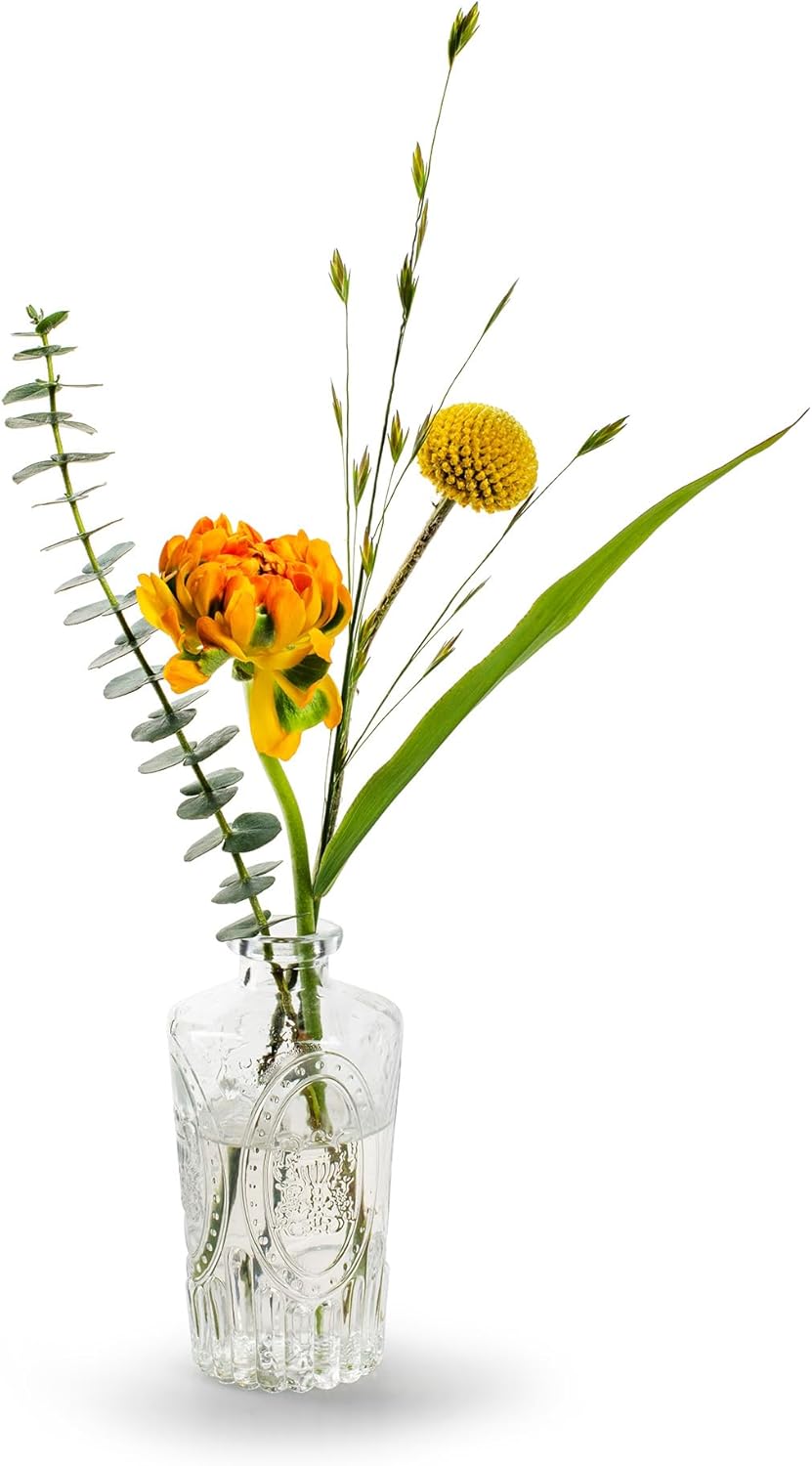12 x Vasen Dana im Vintage-Look mit toller Glasmusterung H 12 cm - Glasvasen - Blumenvase - Tischvas