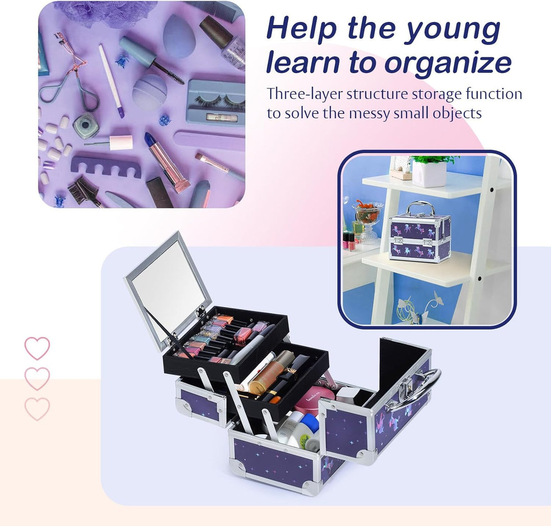 Joligrace Kosmetikkoffer Schminkkoffer, Kosmetik Make up Organizer Koffer Mit Schlüssel und Spiegel