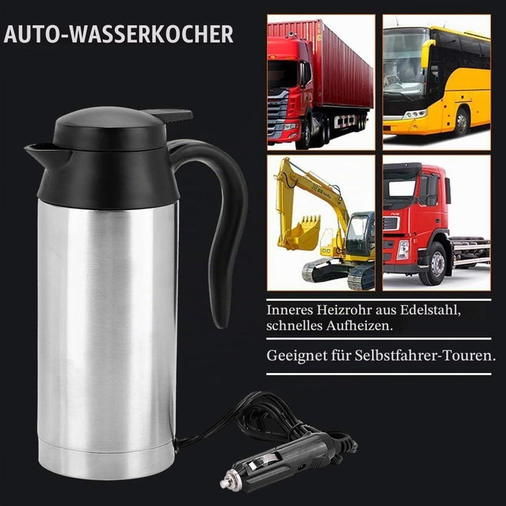 Nikou Auto Wasserkocher, Tragbare Wasserkocher 24V Reise Auto LKW Wasserkocher Edelstahl Thermoskann