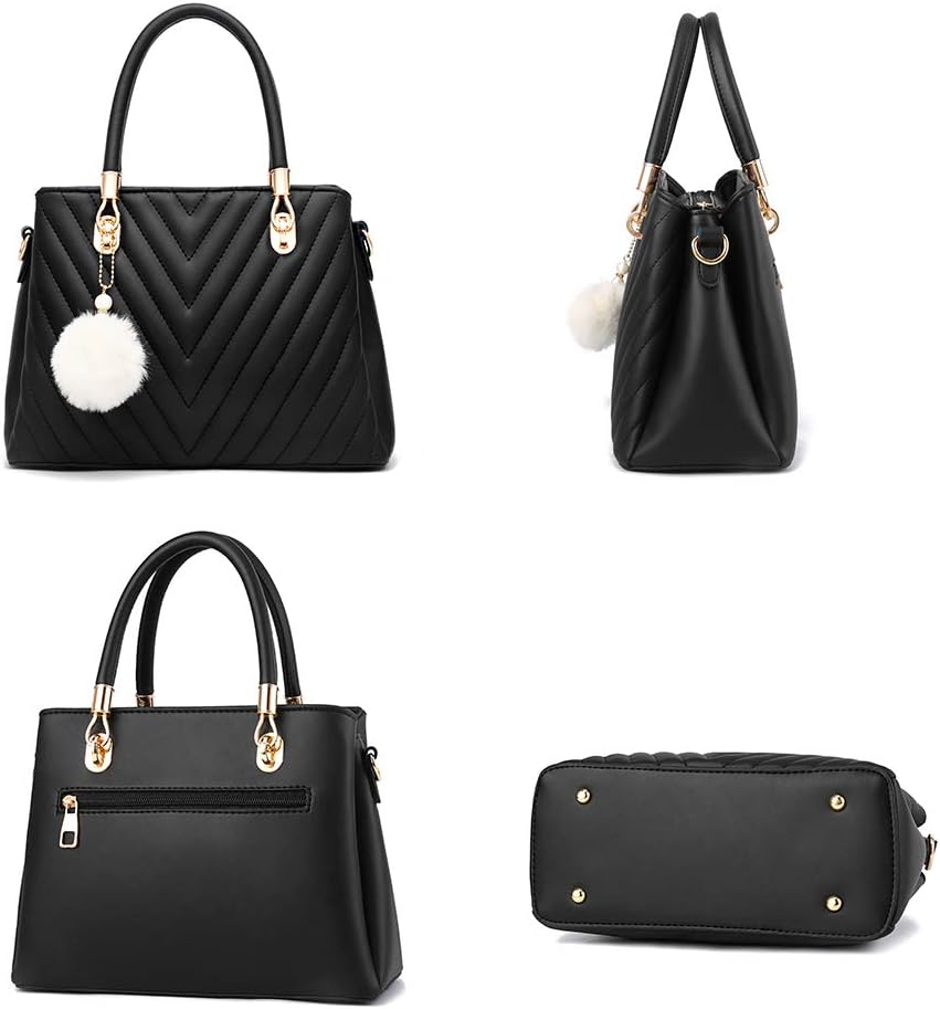Womens Fashion Leather Handbags Quilted Purses Top-handle Totes Satchel Bag for Ladies Shoulder Bag