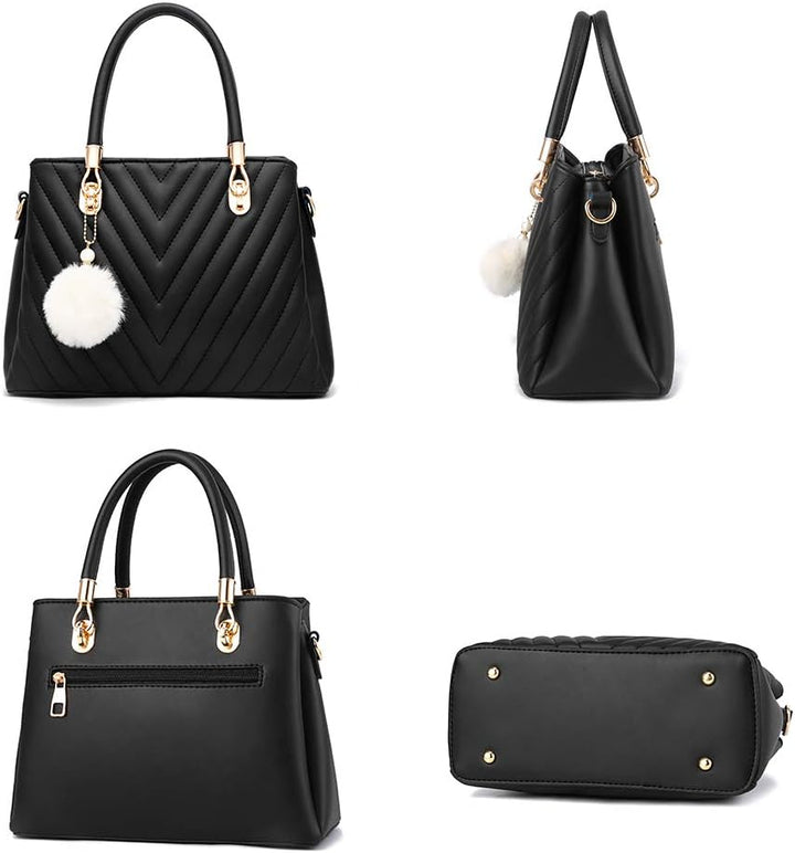Womens Fashion Leather Handbags Quilted Purses Top-handle Totes Satchel Bag for Ladies Shoulder Bag