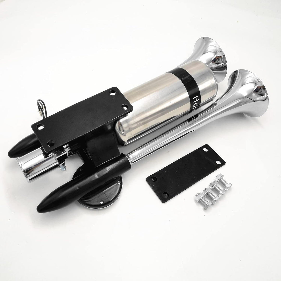 Autohupe Bootshupe 175DB Car Horn Schiffshupe Verlängern Sie den Ton Doppelrohrhupe Lufthupe Silber