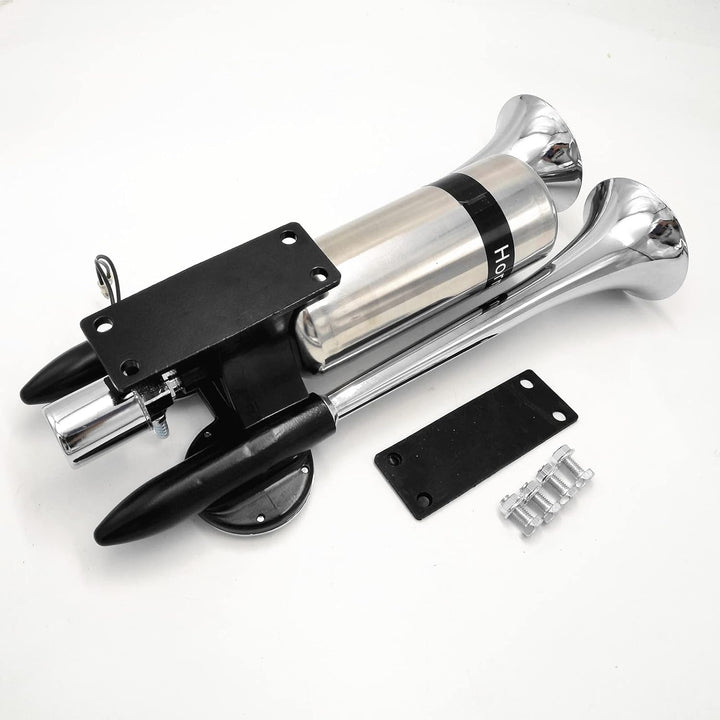 Autohupe Bootshupe 175DB Car Horn Schiffshupe Verlängern Sie den Ton Doppelrohrhupe Lufthupe Silber