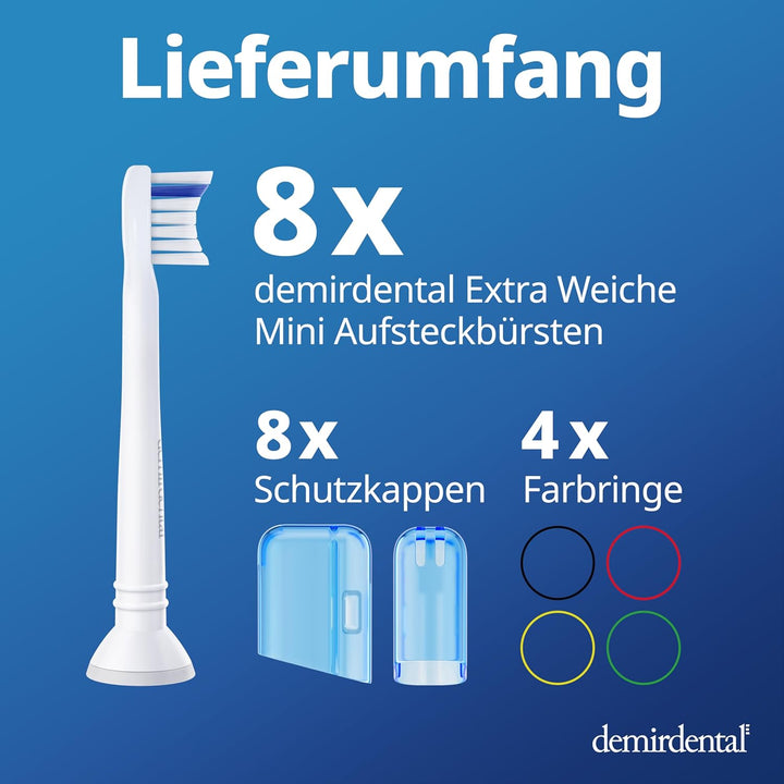 8er demirdental Ersatzbürsten passend für Philips Sonicare, Mini Extra Soft Aufsätze & Aufsteckbürst