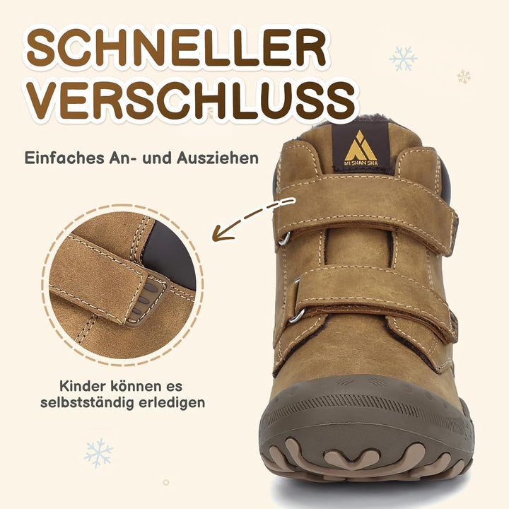Mishansha Kinder Winterschuhe Gefüttert Winterstiefel für Jungen Mädchen Gr.24-38 27 EU Braun, 27 EU