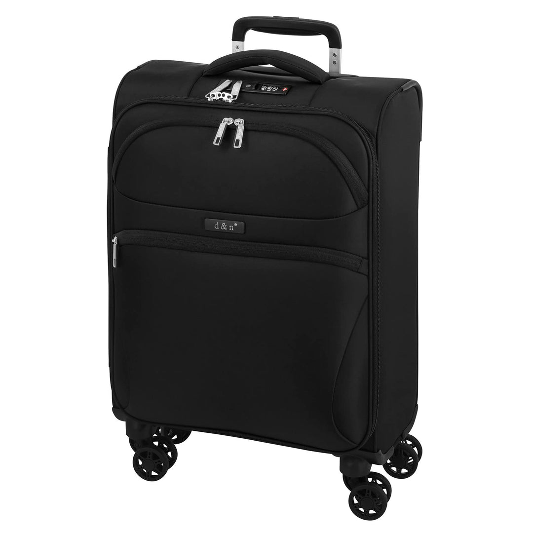 D&N Travel Line 9104-4-Rollen-Kabinentrolley S 55 cm schwarz, Schwarz