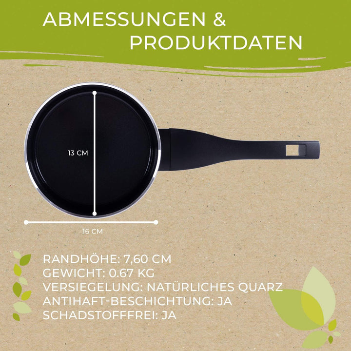 Berndes Topf 16 cm, b.green Alu Recycled Induction, Stieltopf hergestellt zu 100% aus recycelten Get