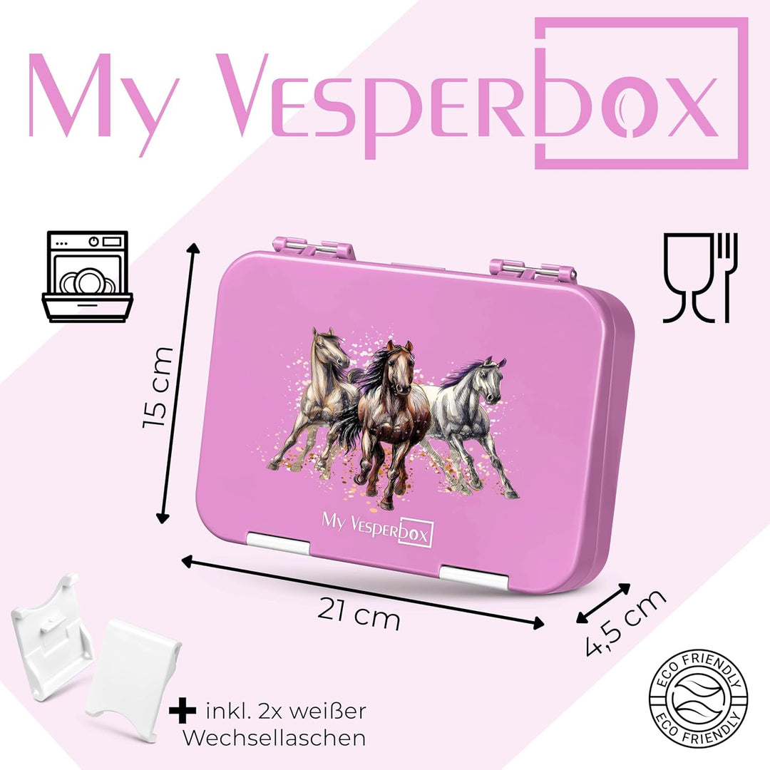 My Vesperbox® Brotdose für Kinder mit Fächern [LEN] - Lunchbox mit Trennfächern - Bento Box - Jausen