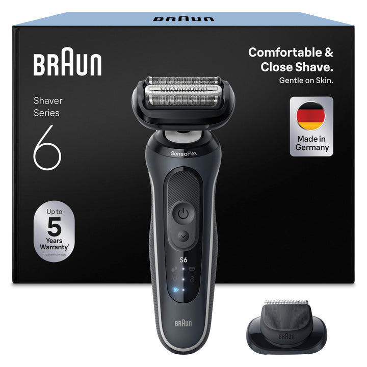 Braun Series 6 Elektrorasierer Herren, Rasierapparat mit 60 Min. Akkulaufzeit, Präzisionstrimmer-Auf