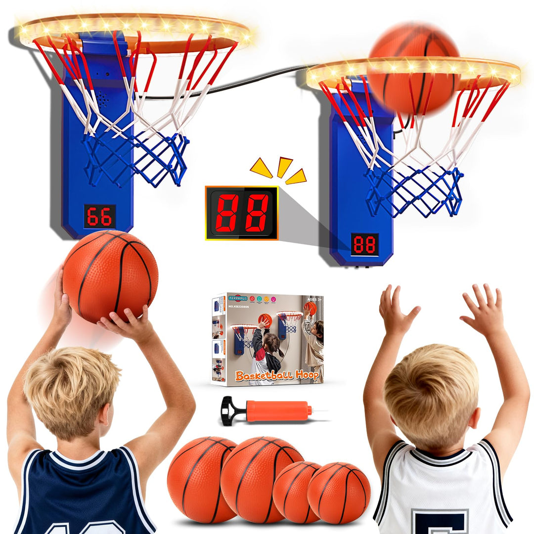 Mini Basketballkorb, 2pcs Basketballkorb mit Elektronische Anzeigetafel, Indoor Hoop Höhenverstellba
