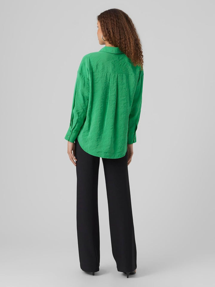 VERO Moda Damen Vmqueeny Ls Oversize Shirt WVN Ga Noos Langarmshirt M Bright Green, M Bright Green