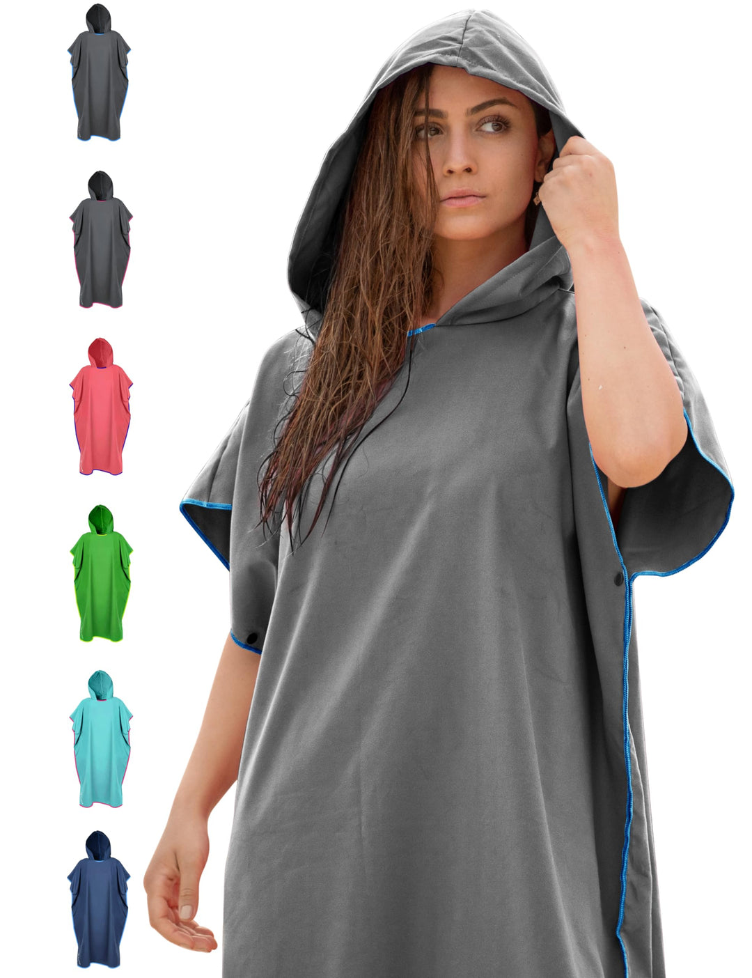 NirvanaShape Handtuch-Poncho für Erwachsene, Umziehhilfe & Handtuch zugleich, Surf-Poncho mit Quick-