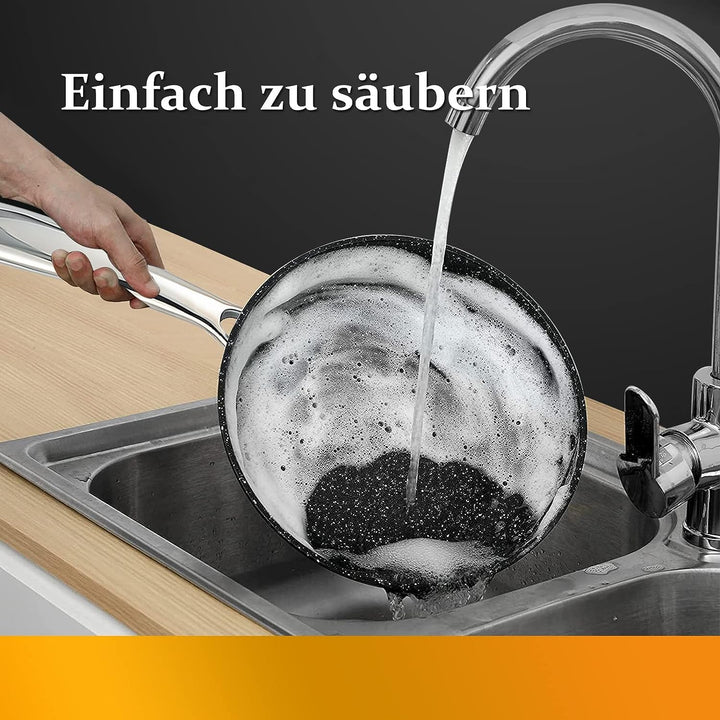 Topfset,Scheffler Topfset Induktion 15-teilig, Induktions Töpfe Set，Töpfe mit Glasdeckel, Kochtopf-S