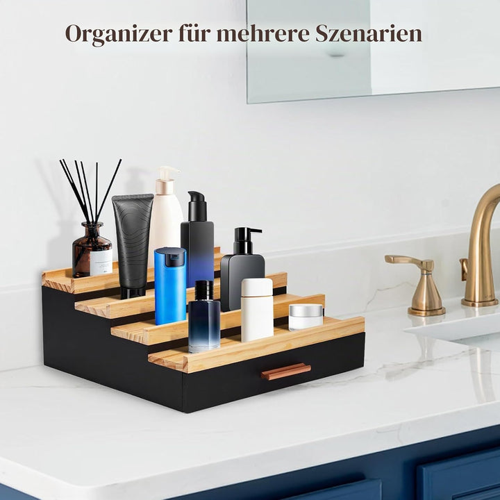 Köln Parfüm Organizer 4-Stufiger Display Ständer, Kosmetik Organiser mit Schublade und Verstecktem F