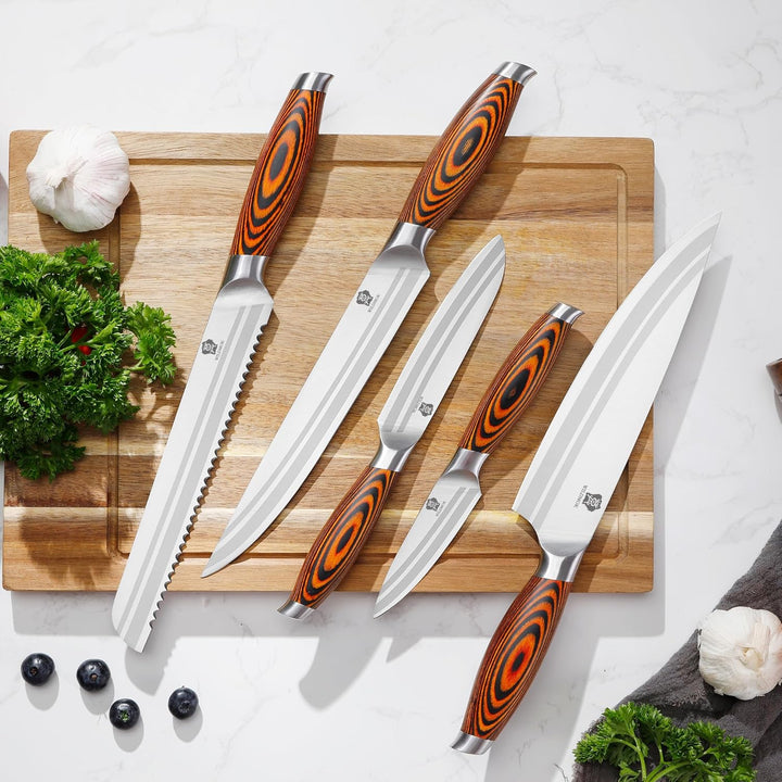 WILDMOK 5 Stück Messerset Küchenutensilien Messer, Deutscher Edelstahl Professioneller Küchenchef Kü