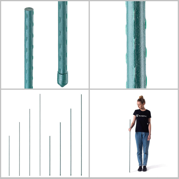 KADAX 15x Pflanzstäbe 120cm x 11mm, Blumenstütze aus Stahl, Beschichtete Pflanzstab, Pflanzen-Rankst