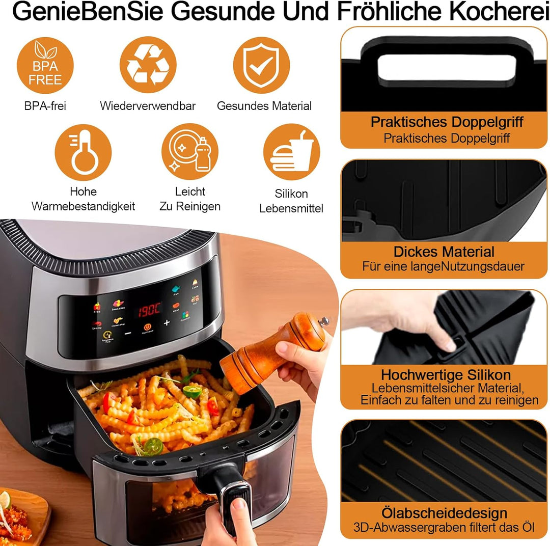 20cm Silikonform HeissLuftfritteuse Zubehör für Philips 2000 Serie 4,2L NA229/00, 2 Stück Air Fryer