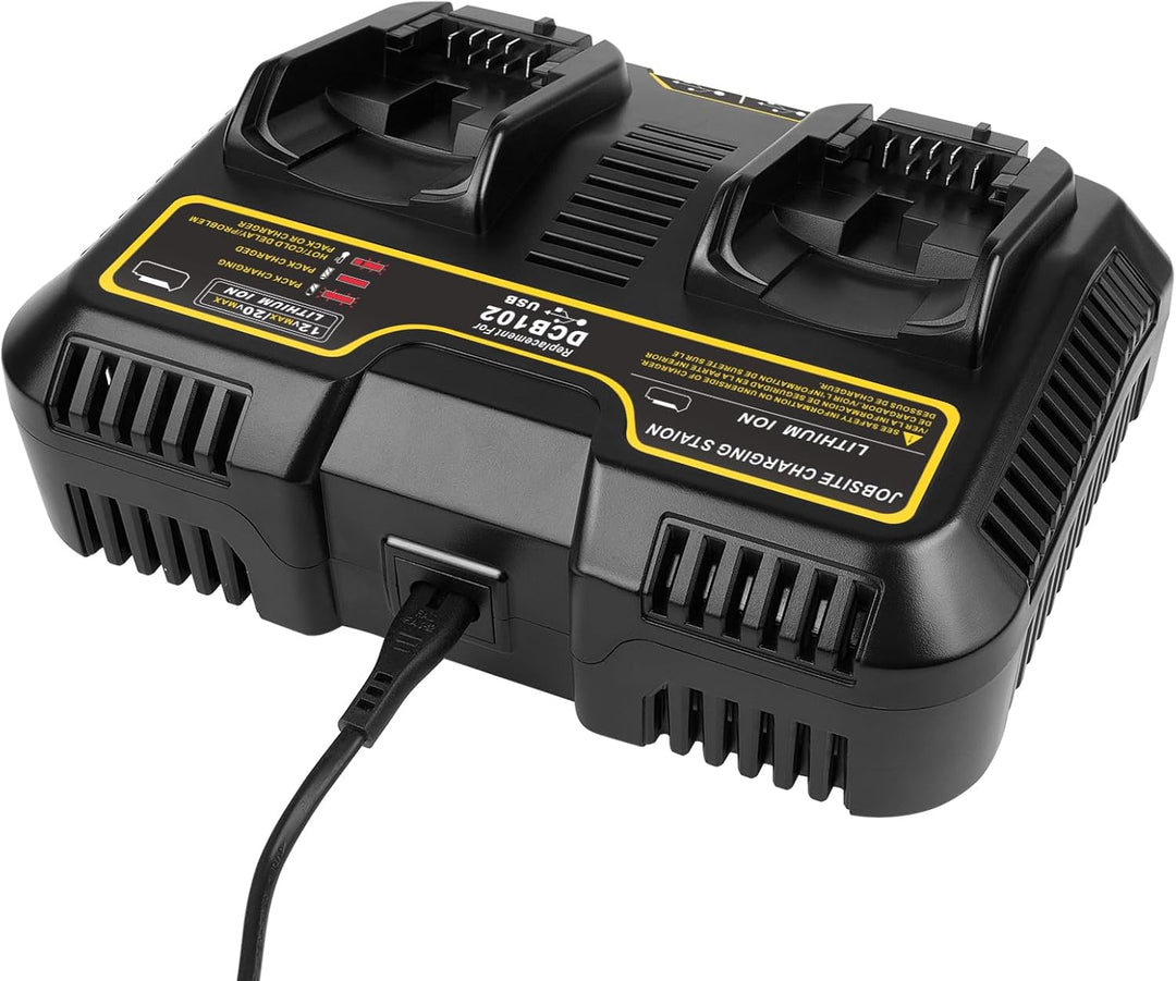 Ladegerät für Dewalt DCB115 18 V XR, KEATFE Dual 3 A, 12 V-20 V MAX Lithium-Ionen-Akku mit 2 USB-Ans