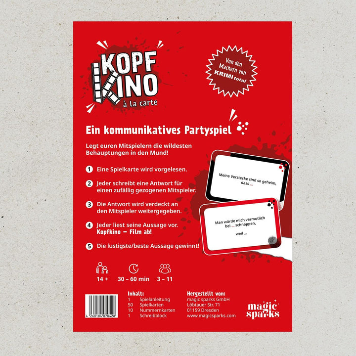 Generisch Kopfkino à la Carte - KRIMI total Edition, Partyspiel, 3-11 Mitspieler