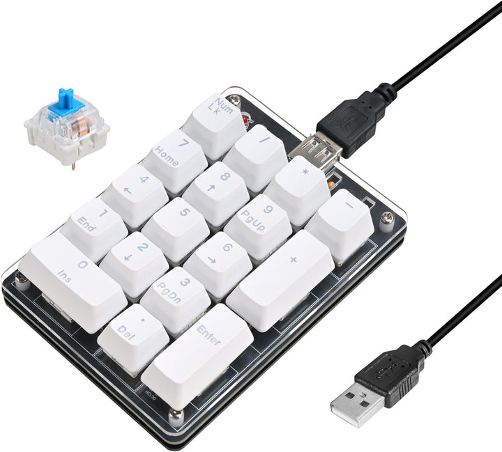 Löt Bausatz, DIY Numpad Keypad USB-Nummerntastenfeld & Pfeiltasten Mini-Mechanische Tastatur, 18 Tas