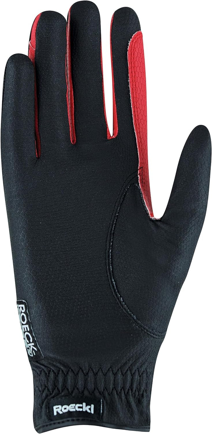 Roeckl Sports Reithandschuh Malta, Turnier Sommer Handschuh, 5 Farben, Grösse 6-10.5 6.5 Schwarz/Rot