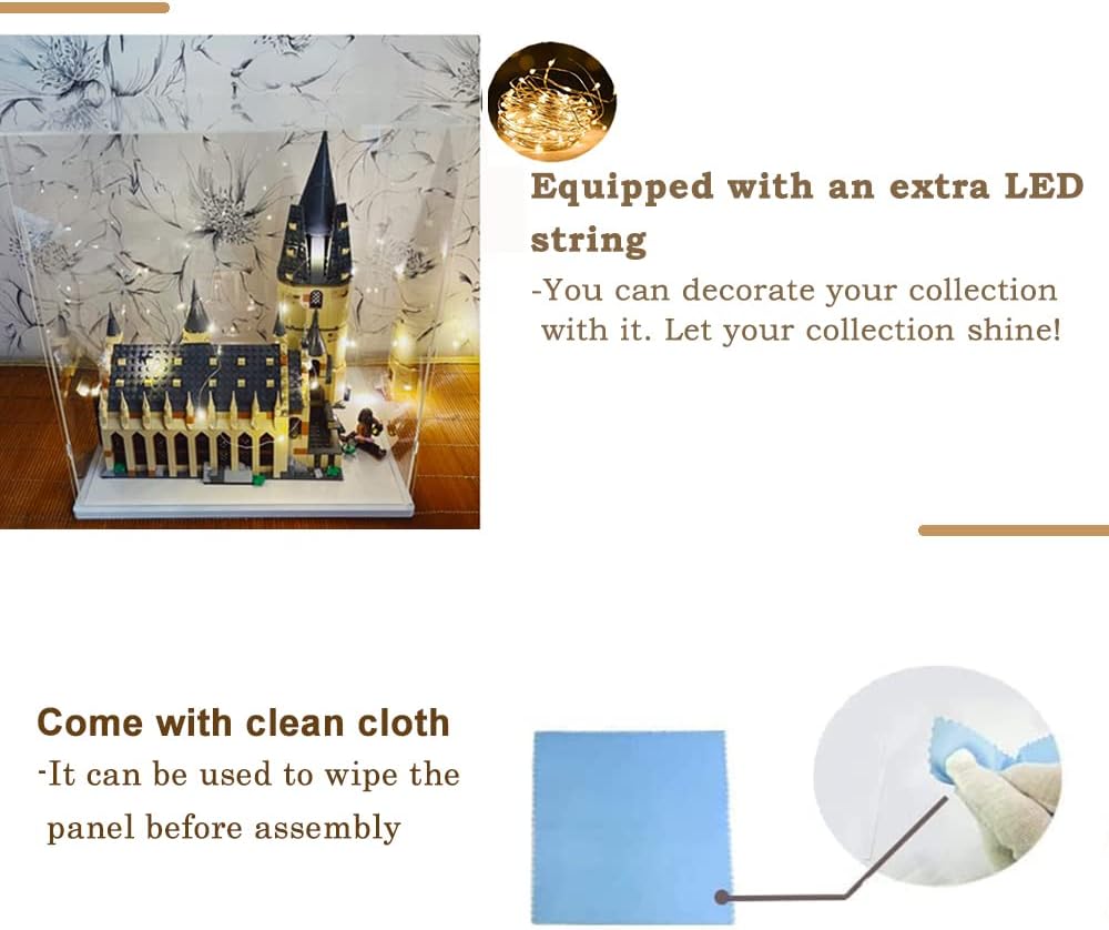 Nynelly Vitrine für Sammler, Vitrine aus Acryl für Figuren, transparente Acrylbox mit weisser Basis,