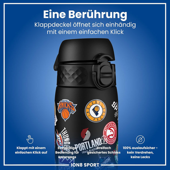 ion8 NBA Mehrere Teams Trinkflasche, 500 ml, Auslaufsicher, Einhandöffnung, Sichere Verriegelung, Sp
