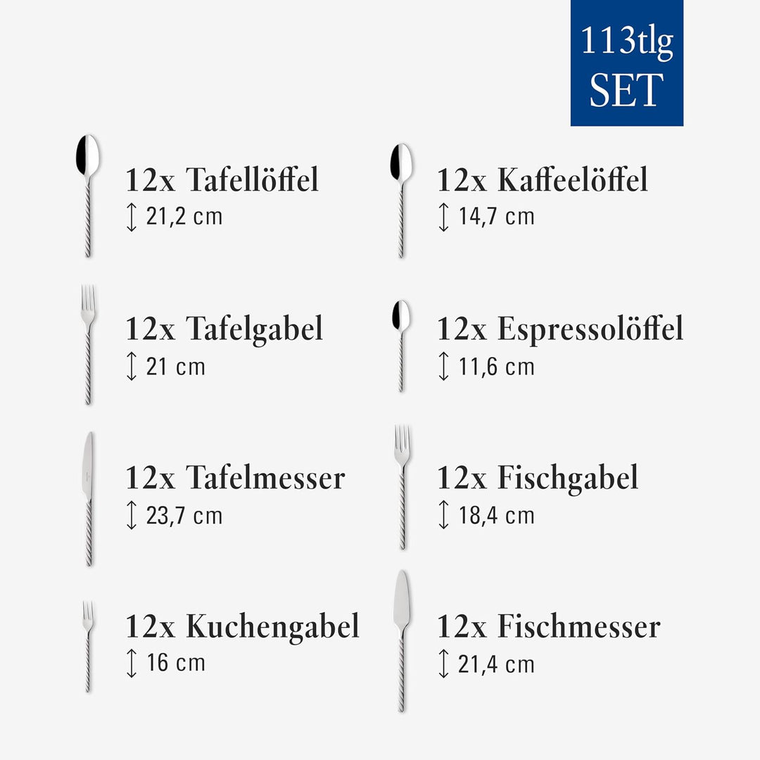 Villeroy und Boch - Montauk Tafelbesteck, 113 tlg., für bis zu 12 Personen, Edelstahl, spülmaschinen