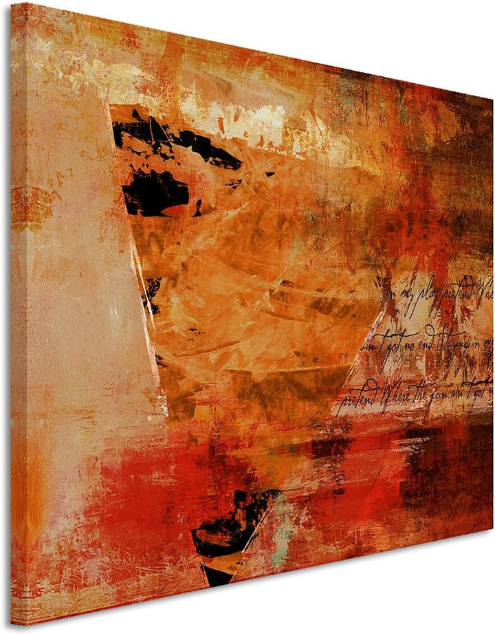 Paul Sinus Art 80x60cm Fotoleinwand Leinwanddruck Kunstdruck Wandbild rot orange beige gemalt Grunge